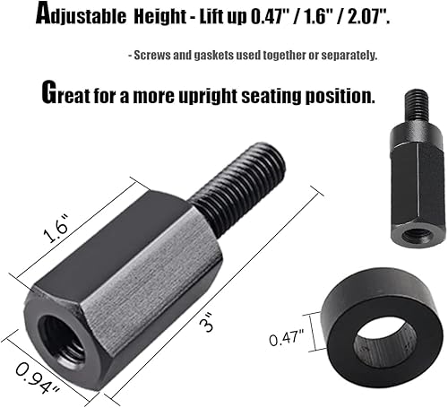 Miniatura 3 de 4 paquetes de 3 elevadores de asiento, altura ajustable de 0.5 pulgadas, 1.5 pulgadas, 2 pulgadas, kit de montaje de asiento con 4 espaciadores