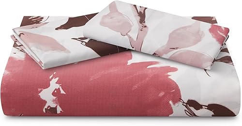 Miniatura 7 de Juego de funda de edredón de 3 piezas con 2 fundas de almohada, diseño floral rosa y rojo, tamaño King