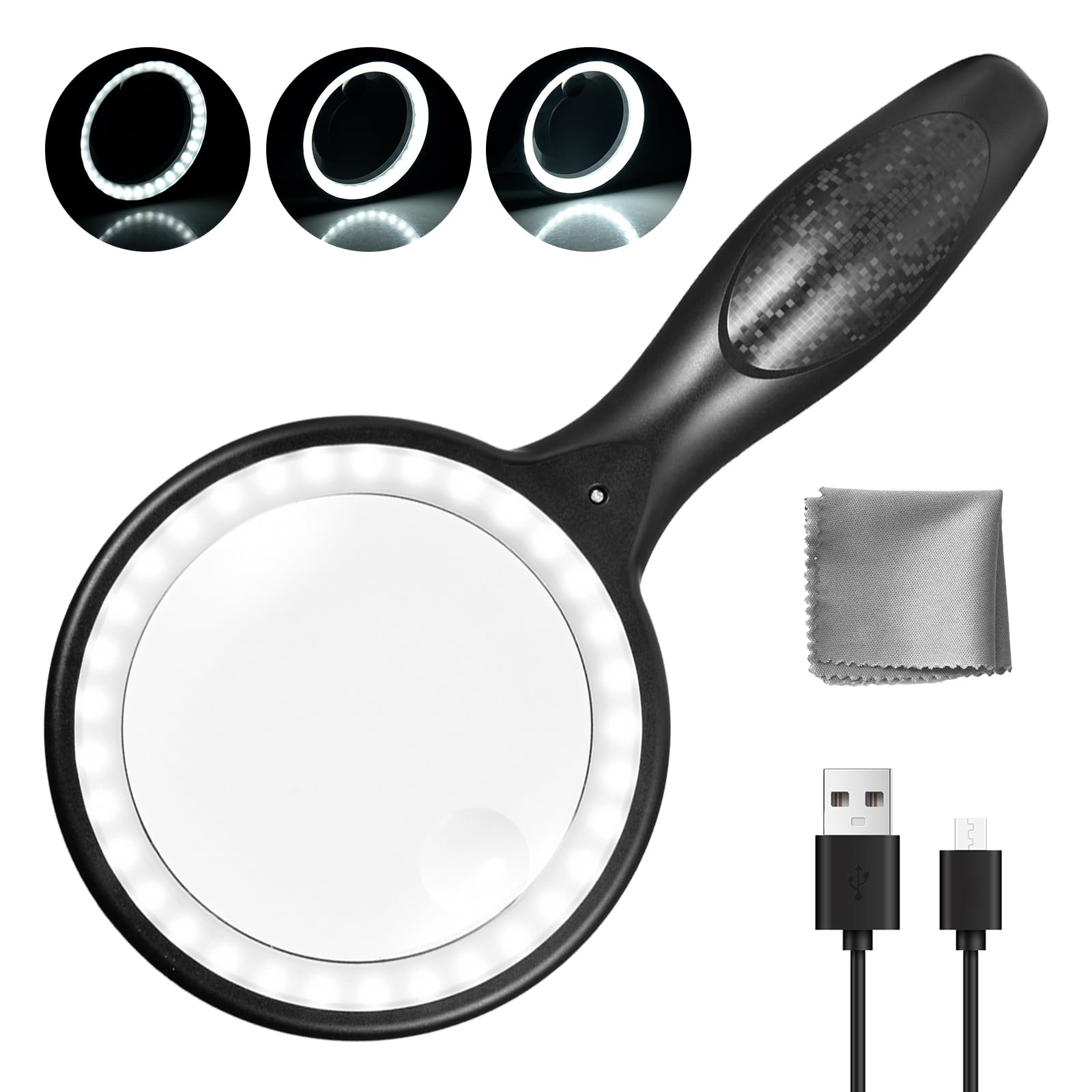 10X Handheld Magnifying Glass - 80mm Optical Glass Lens with Rosewood Handle Plastic Frame for Reading Hobby Observation Classroom Science Book for Seniors Kids Adults Jewelry Coins Stamps