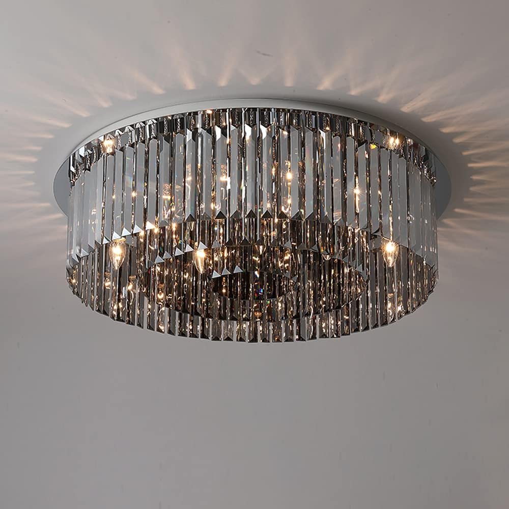 スモークグレー ガラスシャンデリア　シーリングライト Amazon.co.jp: シャンデリア、K9クリスタルシーリングライト