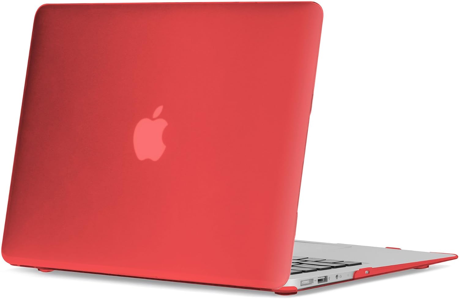 GMYLE 2 in 1 Bundle Soft-Touch Crystal Plastic Hard Case Cover with Transparent Keyboard Cover for MacBook Air 13 inch (Model: A1369 & A1466) - Red