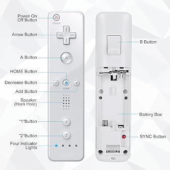ADHJIE Wii Remote Controller, 2 Packs Wireless Controller Compatible with Wii/Wii U with Wrist Strap & Silicone Case, White