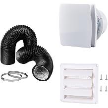 6" Indoor Fan Vent kit, Indoor Ventilation Fan and Dryer Vent Hose with 2 Screw Clamps and Wall Vent Cover for HVAC Ventilation
