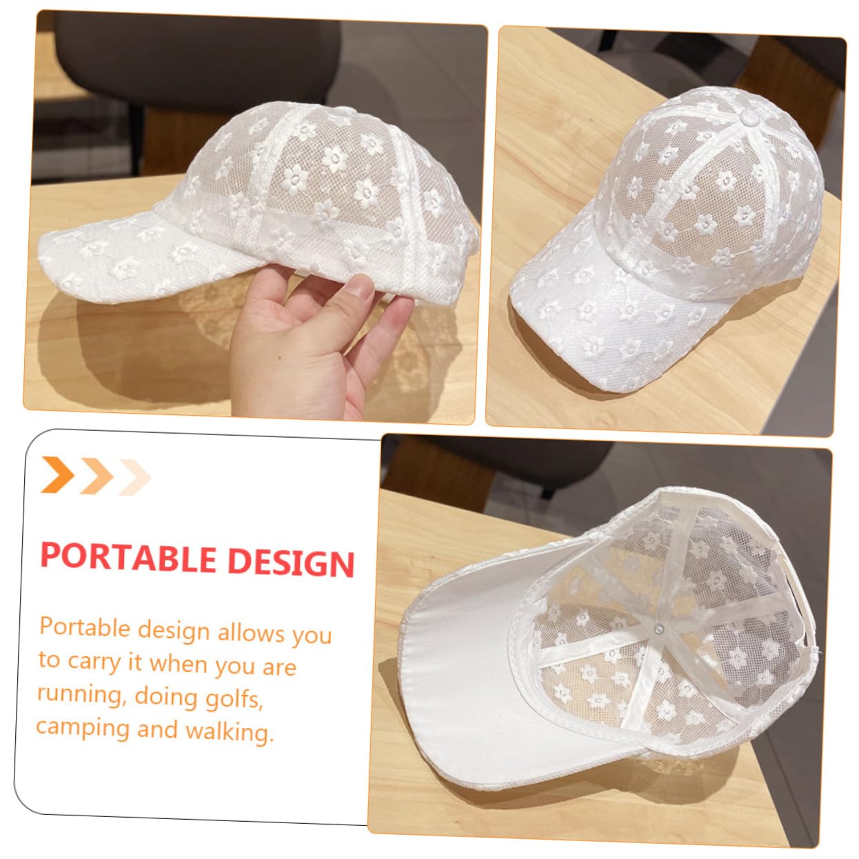 GALPADA Lot De 3 Casquettes À Visière À Large Bord en Dentelle Respirante pour L'extérieur