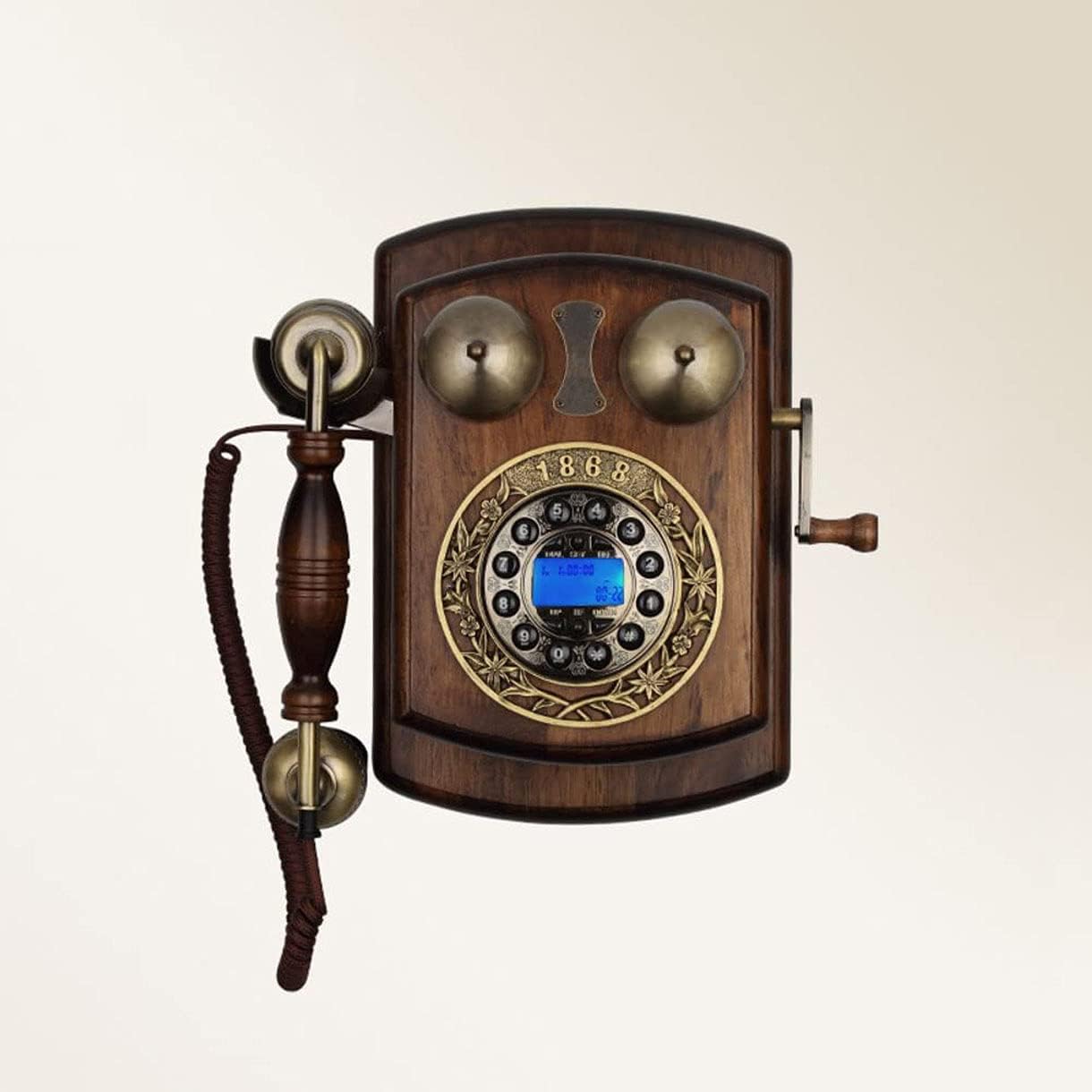 Wall-Mounted Antique Telephone Solid Wood Classical Fixed Phone Wireless Creative Landline