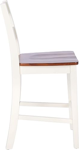 Miniatura 4 de SAFAVIEH Home Collection Yuri Taburete blanco y natural de 24 pulgadas (juego de 2)