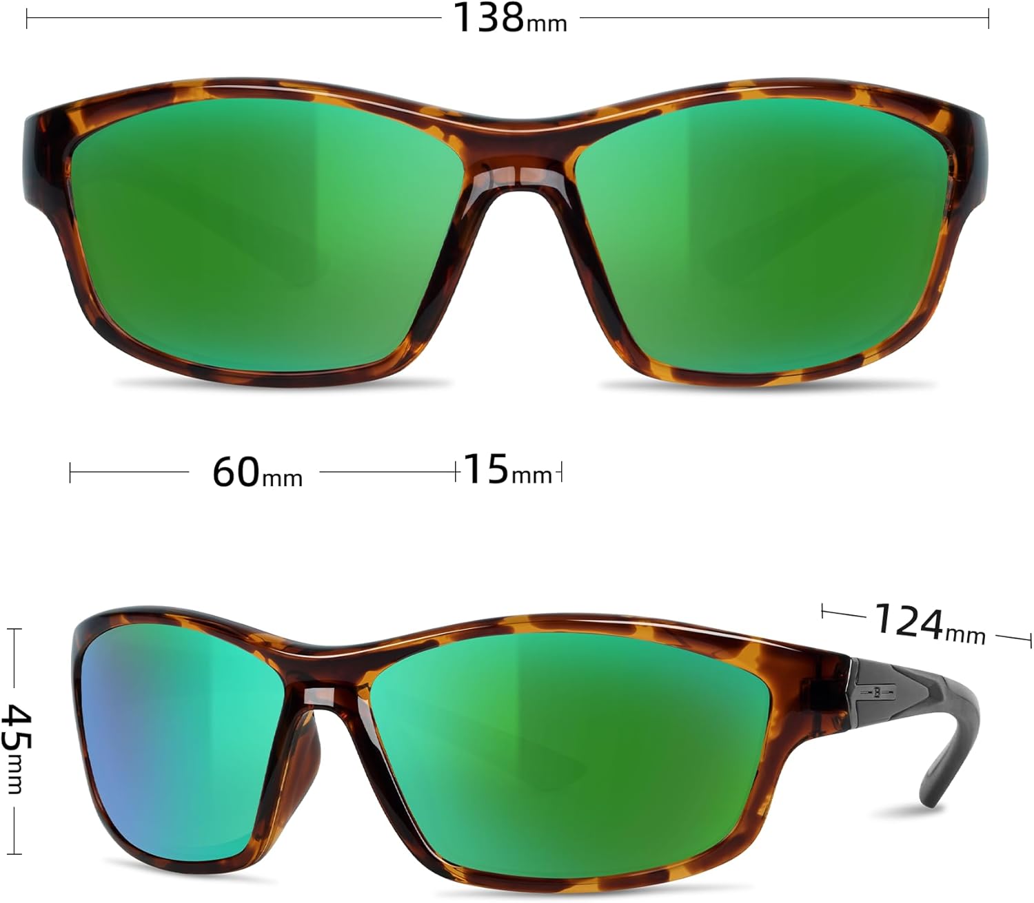 B.N.U.S Corning glass lenses polarized sunglasses for men and women UV400 Protection for Fishing Cycling Driving Italy made