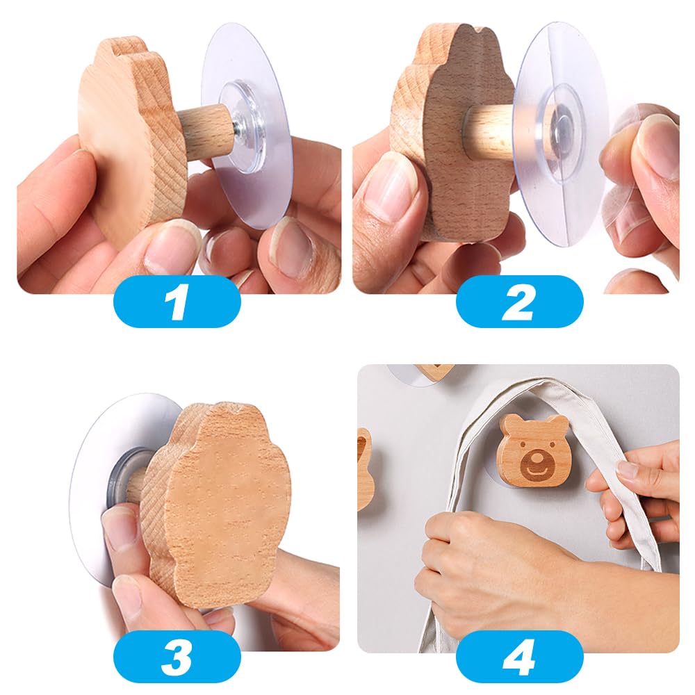 Bouton de Meuble, 6 Pièces Poignee de Meuble en animal ignon en Bois Massif de Haute Qualité Avec une Texture Naturelle, Belle décoration pour chambre denfant