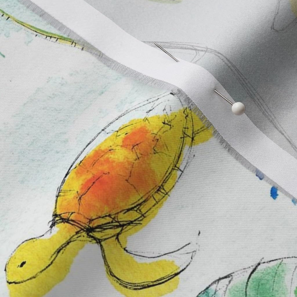 Spoonflower Fabric - Rainbows Hawaii Turtle Tropical Watercolor Hawaiian Surf Rainbow Printed on Organic Cotton Sateen Fabric by The Yard - Sewing Quilting Apparel Home Decor