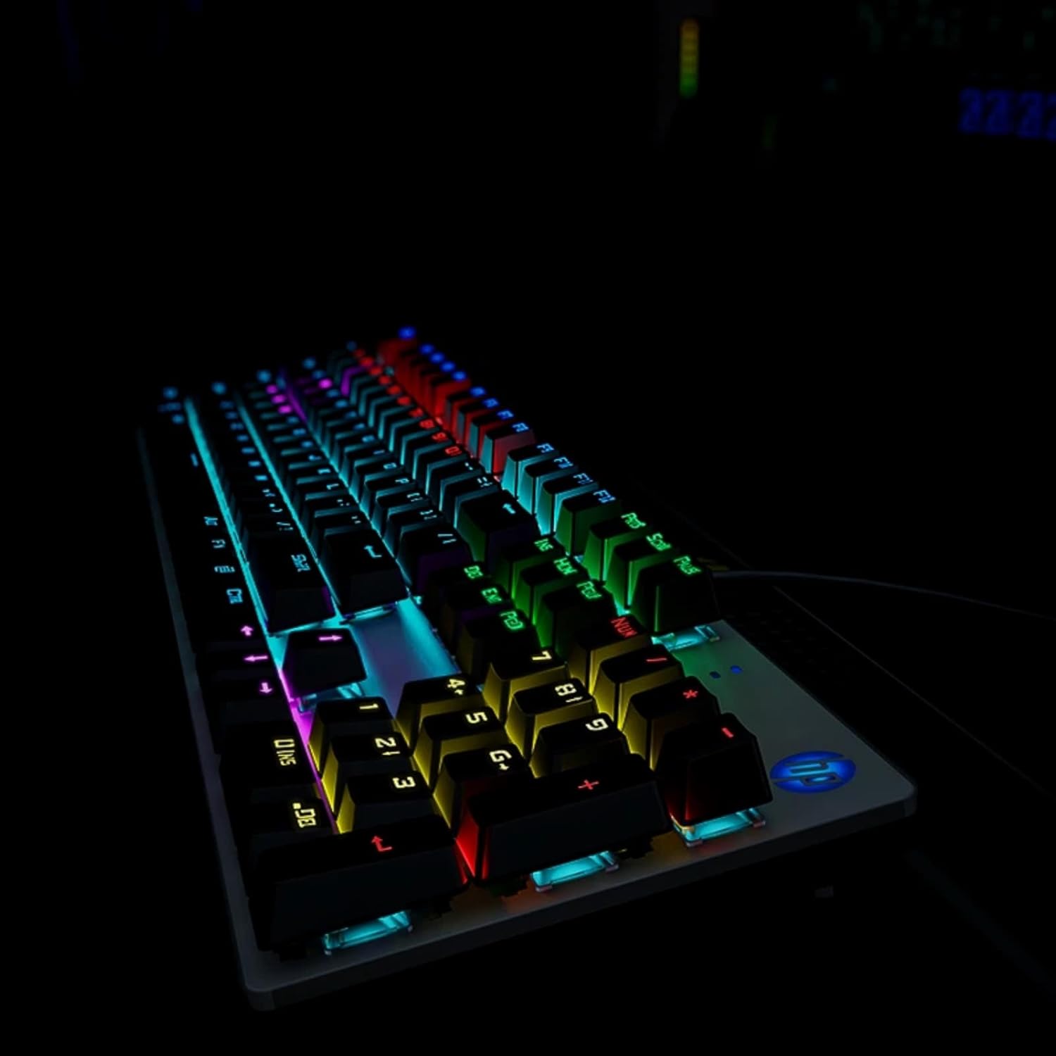 HP GK400F Mechanical Gaming Keyboard, Wired USB 104 Keys, Brown Switch, LED Backlit with 20 Lighting Effects, Full Anti-Ghosting, Ergonomic Design, Durable ABS Keycaps, Gunmetal Black