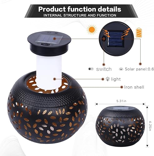 Miniatura 3 de Farol solar de mesa impermeable para exteriores, paquete de 2 luces solares de llama parpadeante bailarina, lámpara decorativa de escritorio de