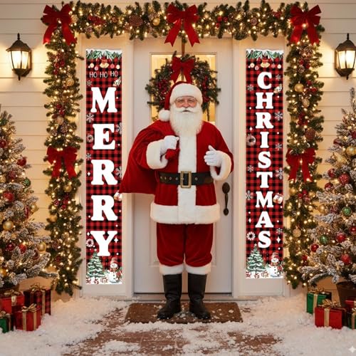 2 Stück Weihnachtsbanner, Weihnachtsdeko Tür, Merry Christmas...