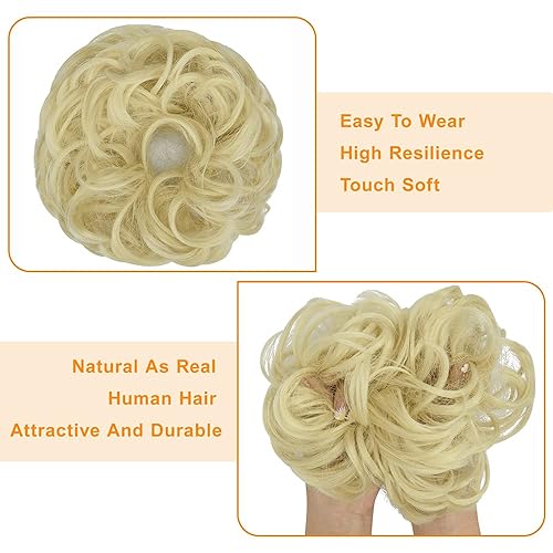 Miniatura 3 de FUTATA Pieza de pelo desordenado con banda de goma elástica, extensiones de cabello sintético, extensiones de cabello sintético para mujer