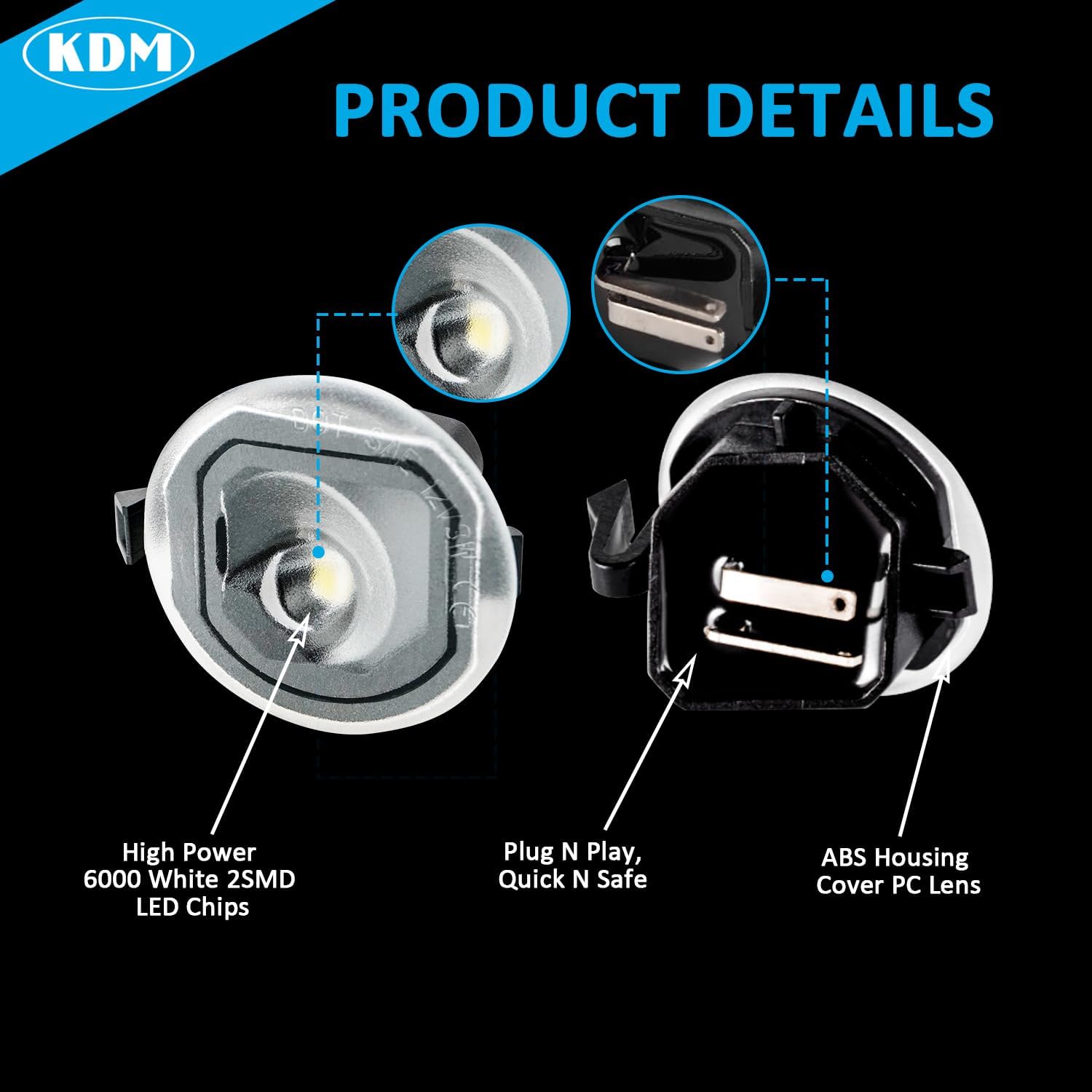 KDM LED Side Mirror Puddle Lights Assembly Fit for 2019-2022 Chevy Silverado GMC Sierra 1500 2500 3500HD,Yukon Suburban Tahoe Ca-dillac Escalade Under Puddle Mirror Lamps,6000k White 2Pack