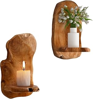 Wall Sconce Candle Holder, Wall Mount Wooden Candle Holders, Rustic Wall...