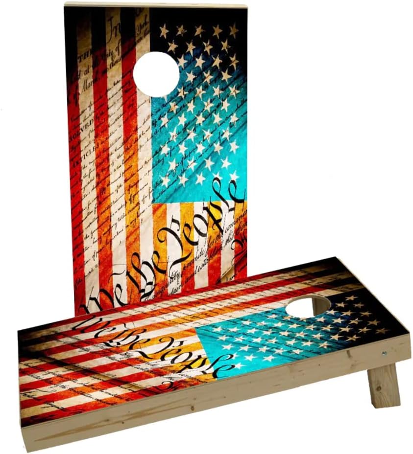 Worn Flag We The People Custom Cornhole Board Game Set