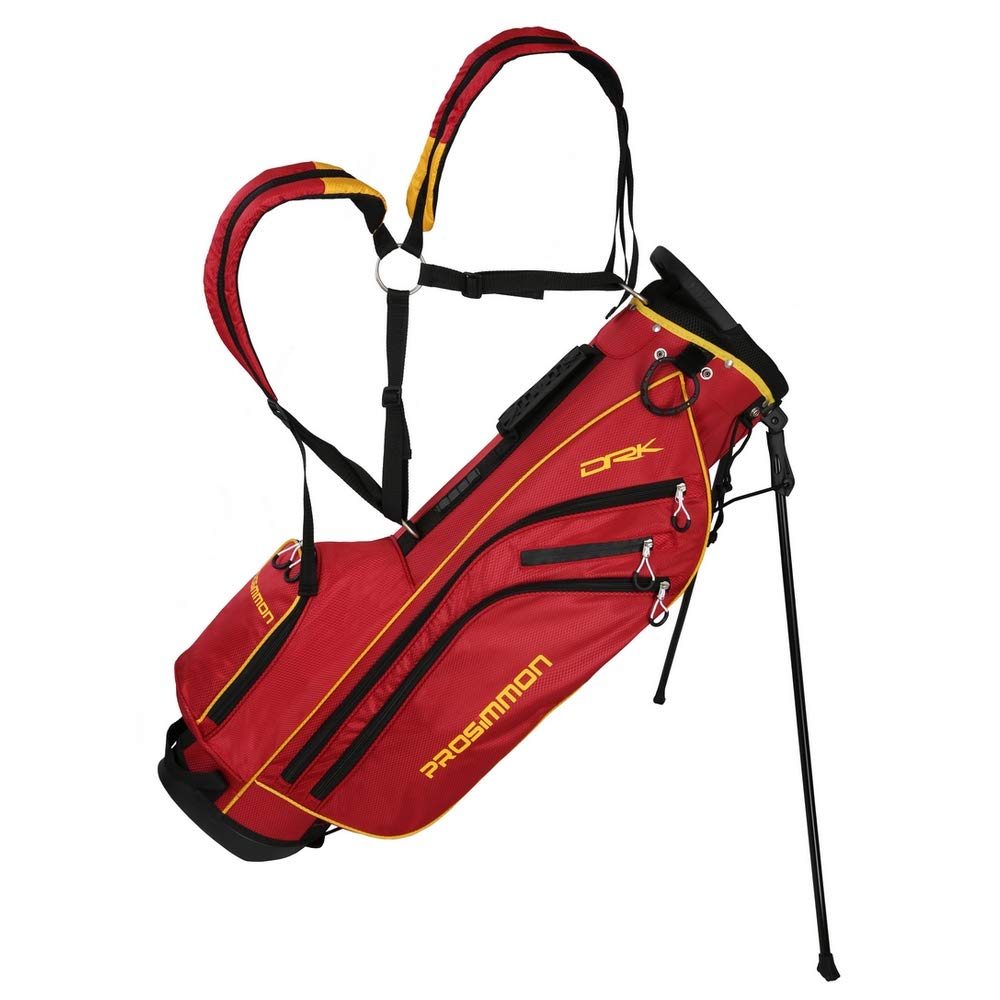 Prosimmon Golf DRK 7" Lightweight Golf Stand Bag with Dual Straps (Crimson/Gold)