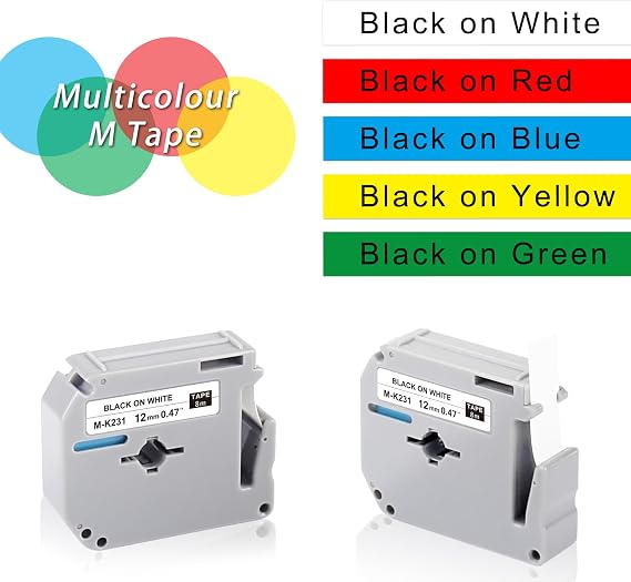 UNOKA M Tape Compatible for Brother P Touch 12mm x 8m Muticolor Label Tape