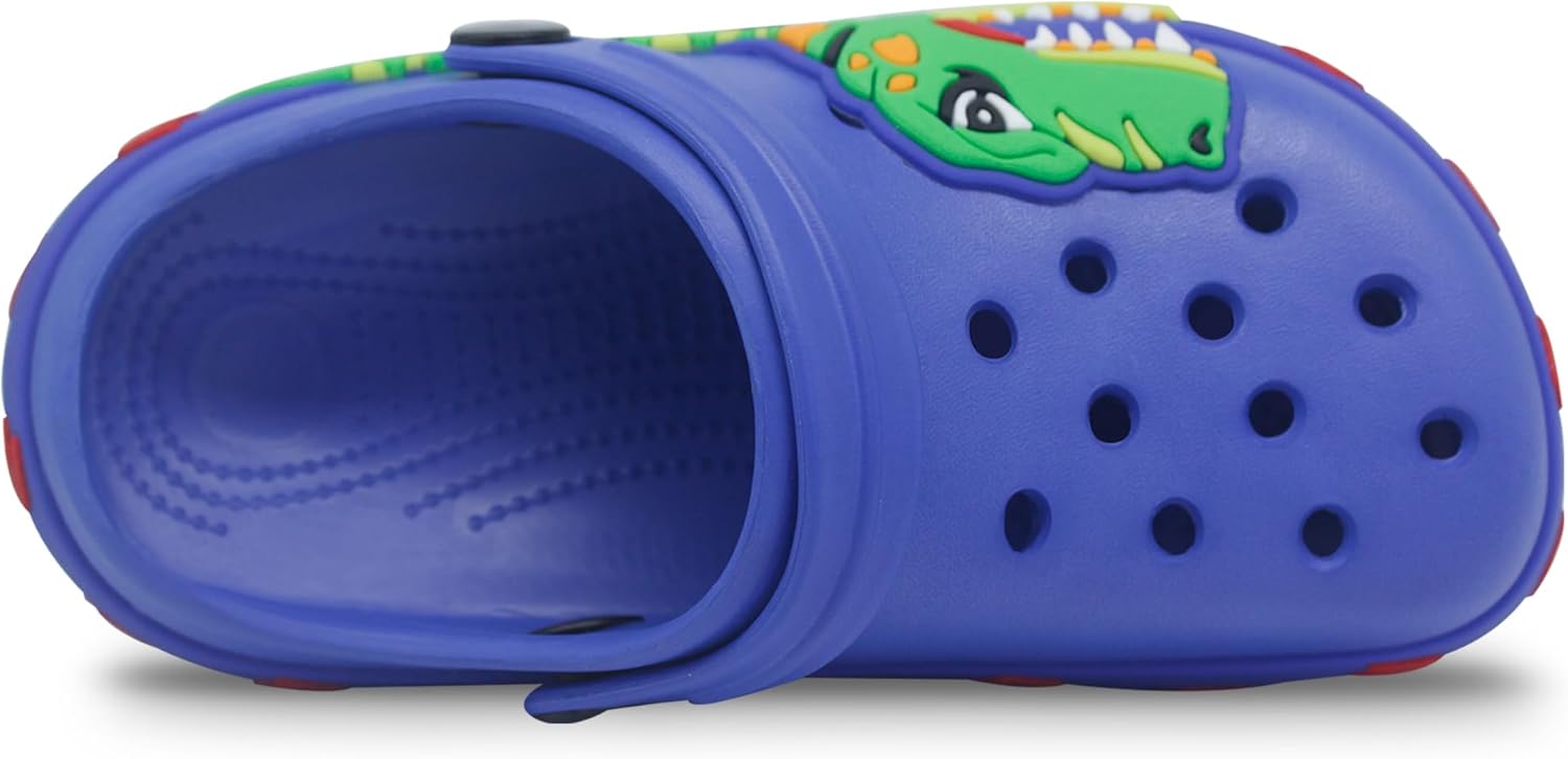 FolHaoth Boys Girls Toddler Clogs Little Kids Slip on Slides Slippers Cute Cartoon Dinosaur Tyrannosaurus rex Pattern Garden Shoes Summer Indoor Outdoor Beach Pool Water Sandals 7 Toddler Blue image 3 of 6 B0GL89GSFV
