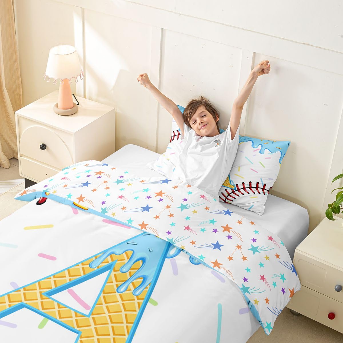 Homewish Initiale Buchstabe A Eiscreme Tropfen Bettwäsche 155x220