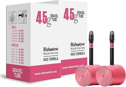 Miniatura 10 de 2 Pack Ridenow TPU Inner Tube 700 x 18-32c/32-47c Super Light for Road Bike Gravel Tubes with 45mm/65mm/85mm Presta Valves (Include Repair Patch Kit)