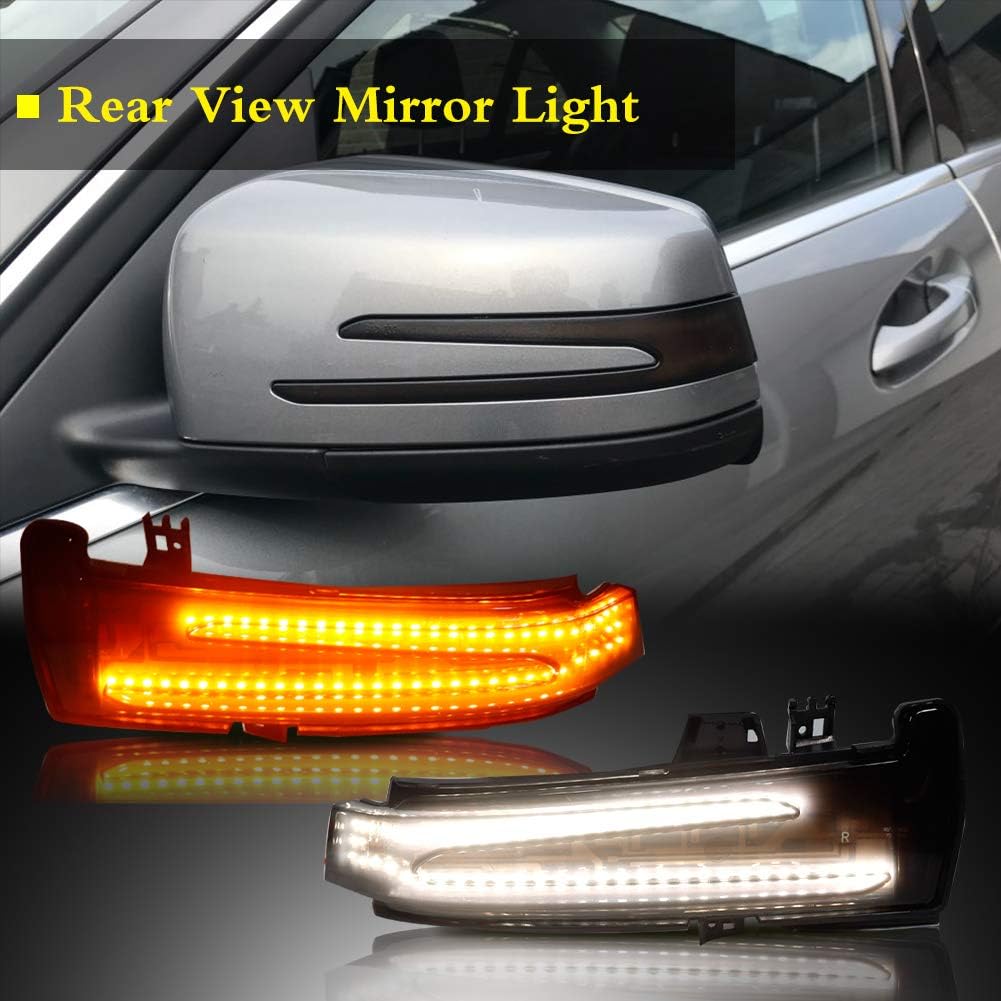 Smoked Lens Switchback White Amber Dynamic Sequential Blink LED Side Mirror Turn Signal Light Assembly For Mercedes-Benz C E S CLA CLS GLK GLA Class etc
