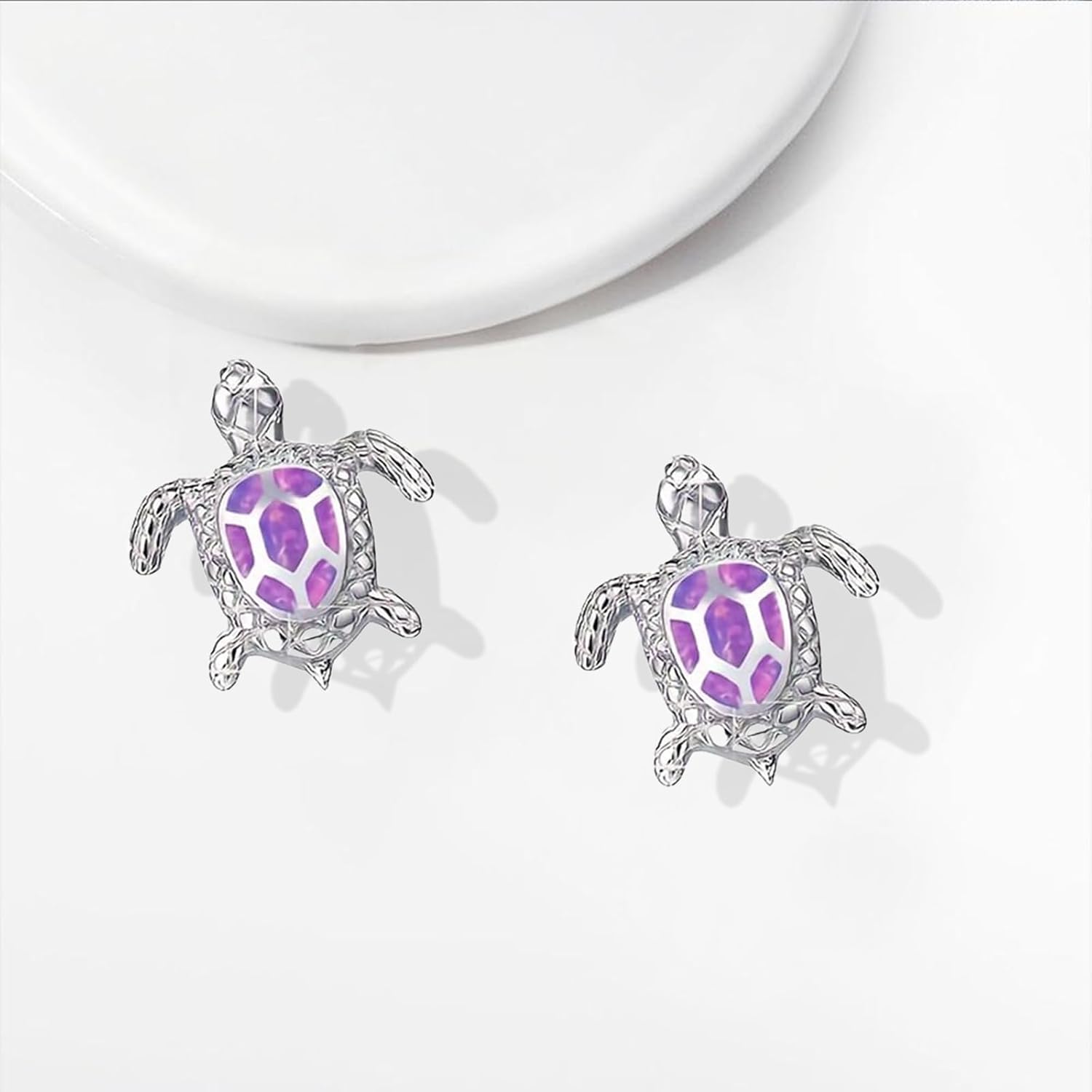 Turtle Earrings for Women Trendy Sparkling Animal Turtle 925 Sterling Silver Crystal Stud Earrings Sea Ocean Summer Beach Jewelry Gifts - Image 6
