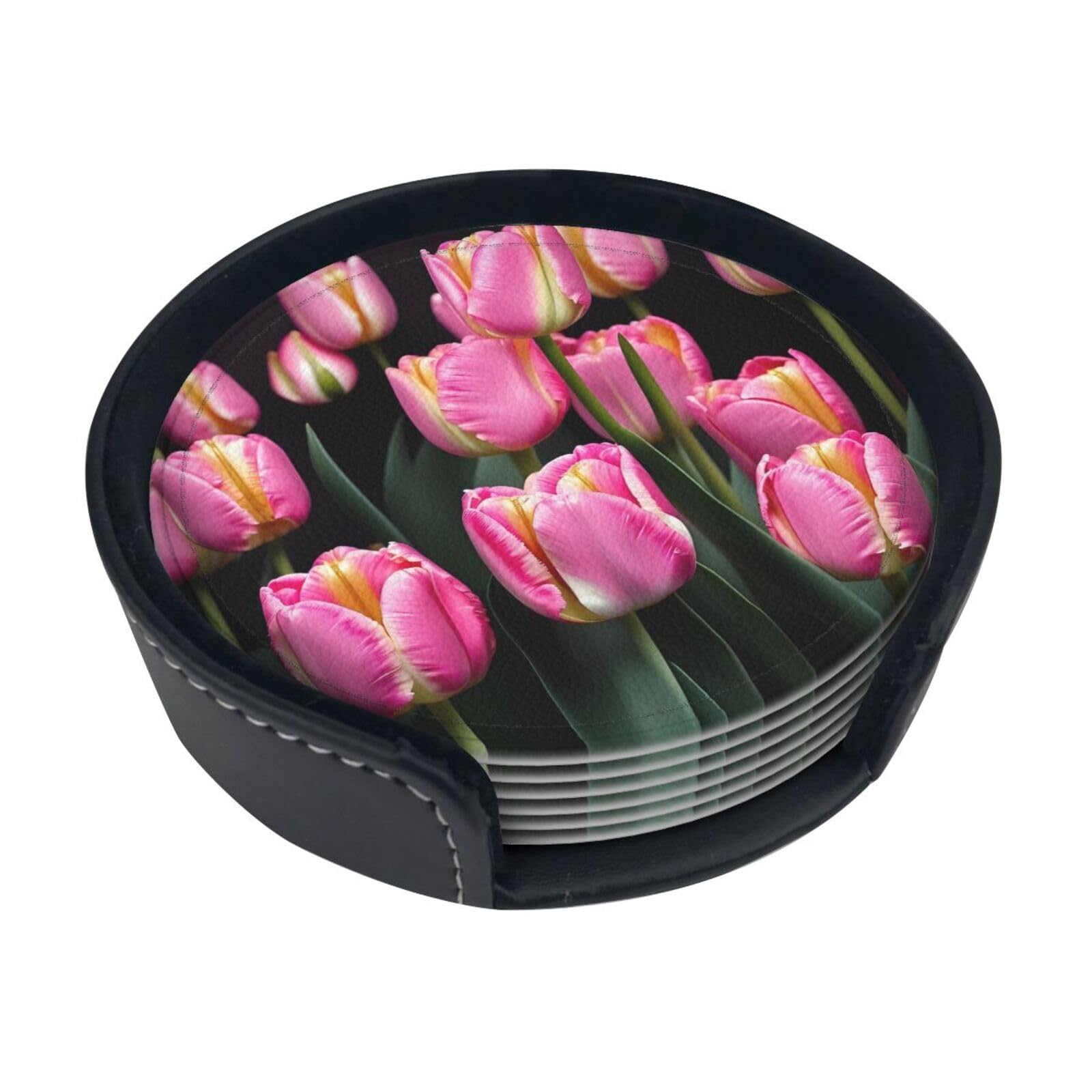 Dessous de verre tulipes roses idée cadeau pendaison de crémaillère