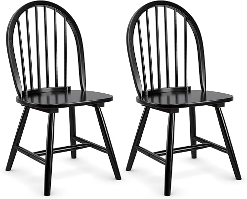 Giantex Juego de 2 sillas Windsor sillas de comedor de madera sillas de comedor con respaldo de eje francés sillas de comedor de cocina de granja
