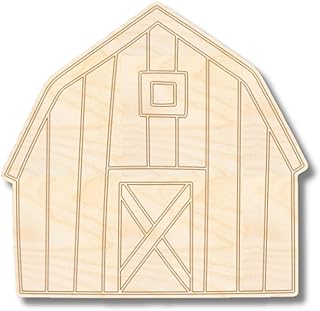Unfinished Wood Etched Barn Shape | Paint by Line Crafts | up to 30" DIY 6" / 1/8"
