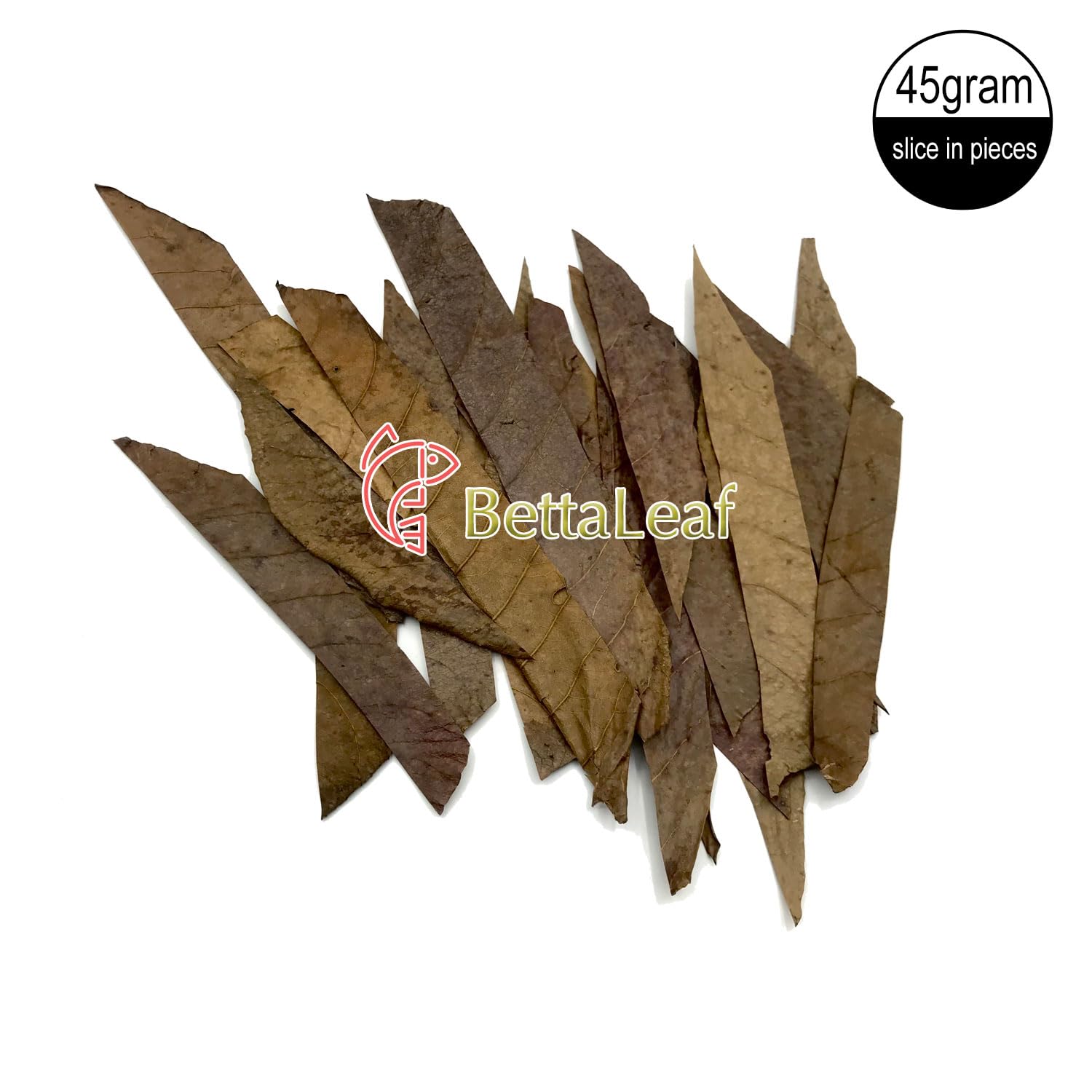 BettaLeaf Comfort Zone Fish Indian Almond Leaves Slice in Pieces Leaf ready to use 45 Grams Pack (80~100 Pieces) - Image 2