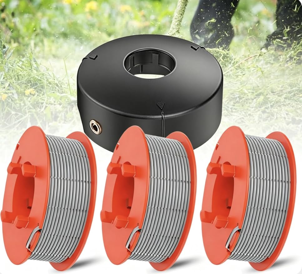 Fits Bosch Strimmer Wire, 3Pcs Strimmer Spool Compatible with Bosch ART 23/26/30 COMBITRIM & ART 23/26 EASYTRIM, Autofeed Strimmer Line Replacement for F016800175 (3 Spool + 1 Cover)