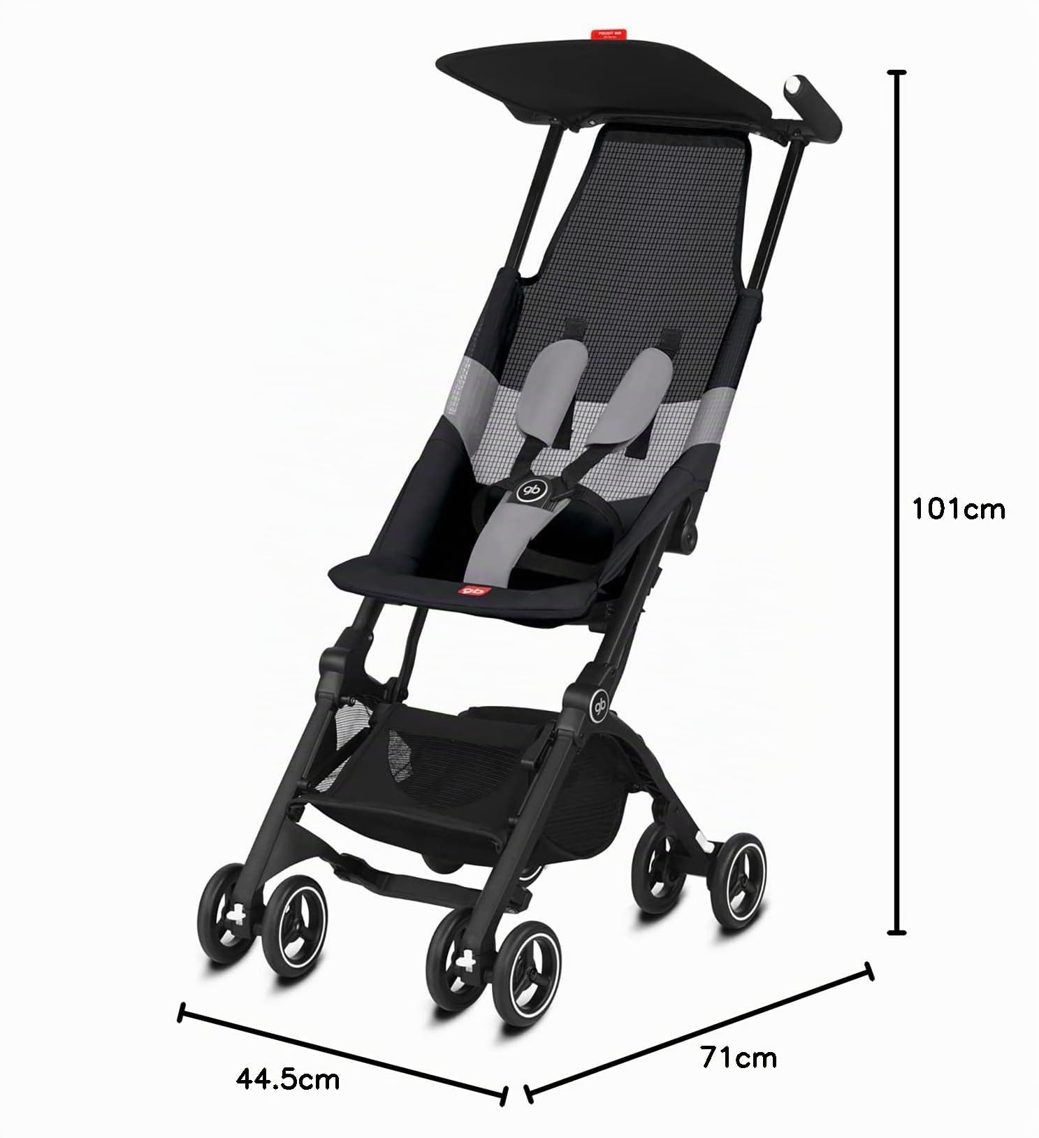 Gb Gold Pockit Air All Terrain - Silla de Paseo, Ultracompacta, De 6 Meses a 4 años, 17 kg, Velvet Black