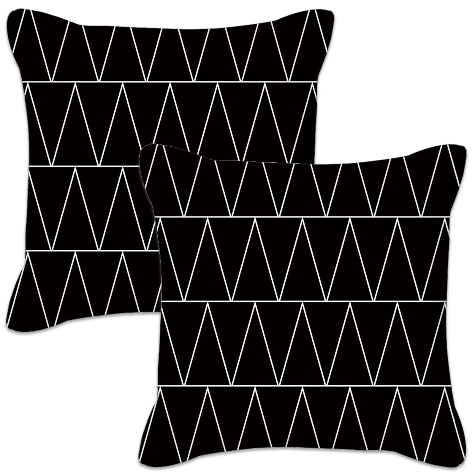 Betadistor Set of 2 Cushion Covers Black Throw Pillow Case Decorative Square Geometric Line Design Pillowcovers for Couch Livingroom Sofa Bed Bedroom 45x45 cm 18x18 Inch, Black, 508-0145 โ image 1