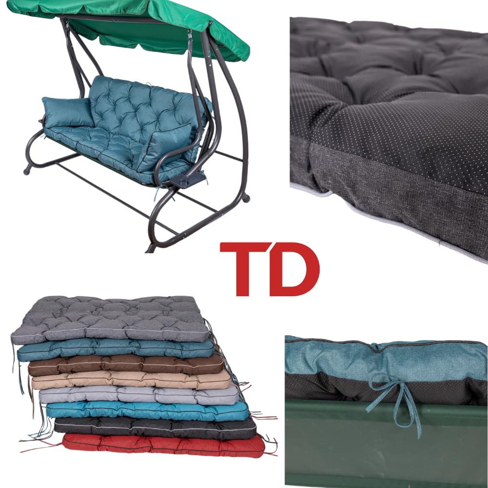 TexDeko® Bankauflage mit Rückenlehne für Hollywoodschaukel 170 x 50 x 56cm Gartenschaukelkissen gemütliche Sitzauflage Gartenbankauflage Polsterauflage wasserabweisend UV-beständig (Türkis)