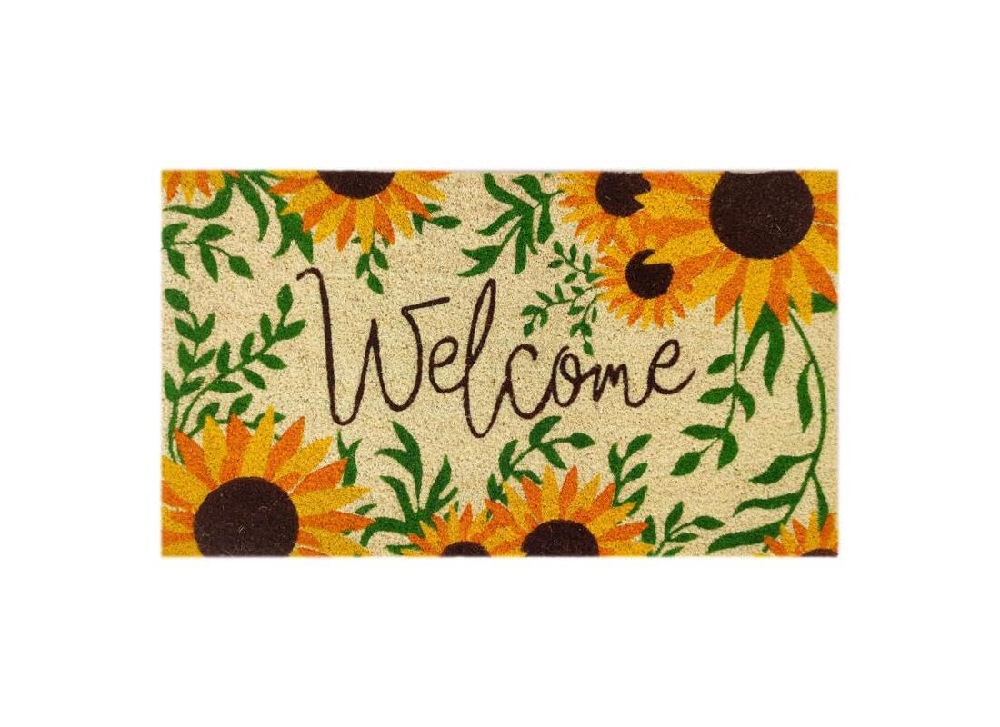first concept 30 in. l x 18 in. w multicolored welcome sunflowers coir door mat
