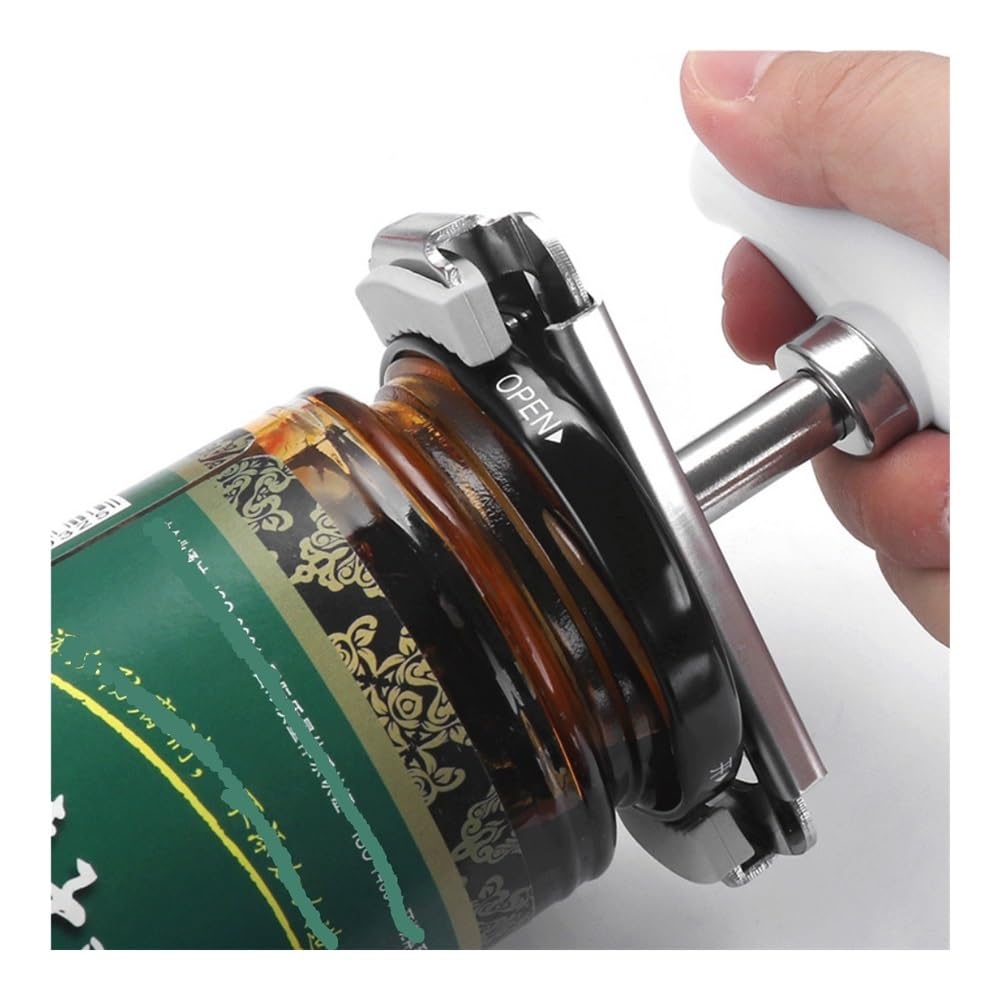 Abridor de latas y tarros de acero inoxidable, herramienta de abrelatas y botellas sin esfuerzo para personas mayores con artritis y fácil agarre, esencial para la cocina para una apertura sin