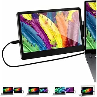 Fairnull 11.6" Laptop Monitor Extender, Multi-Swivel Portable Foldable Dual Monitor for Laptops, Plug and Play Laptop Screen Extender Connected by Type-C or HDMI, Support PC/Mobile Phone