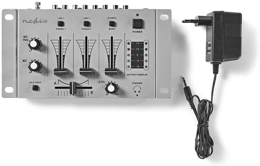 Nedis MIXD050GY DJ Mixer with Power Adapter