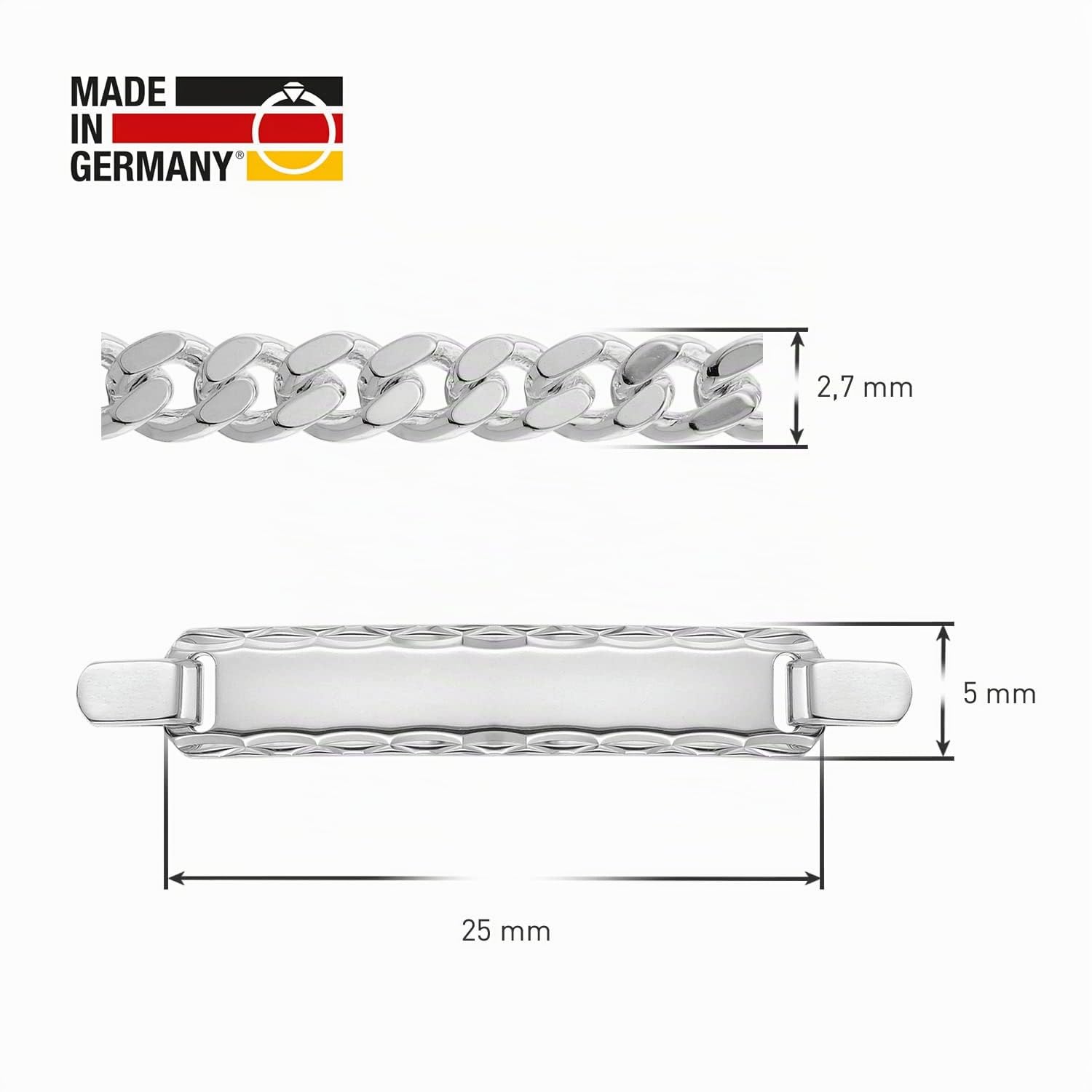 trendor Gravur-Armband für Mädchen 925 Silber Namensband 18,5 cm 41066