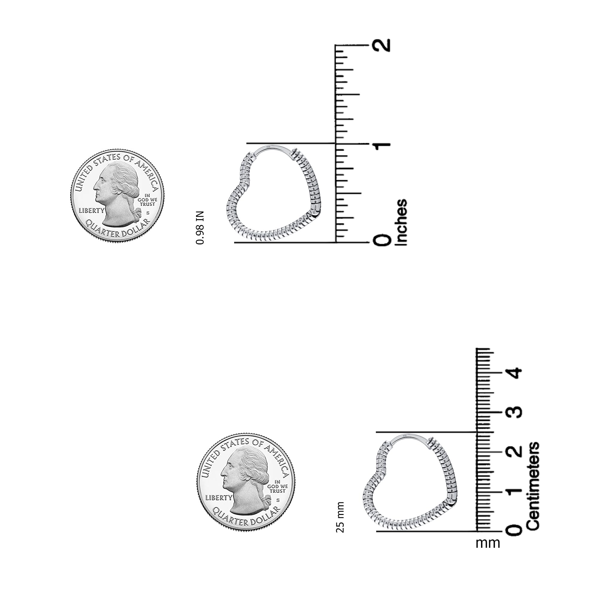 LeCalla Orecchini a cerchio in argento sterling 925 classico amore cuore per le donne, S, Argento sterling, Non pietra preziosa