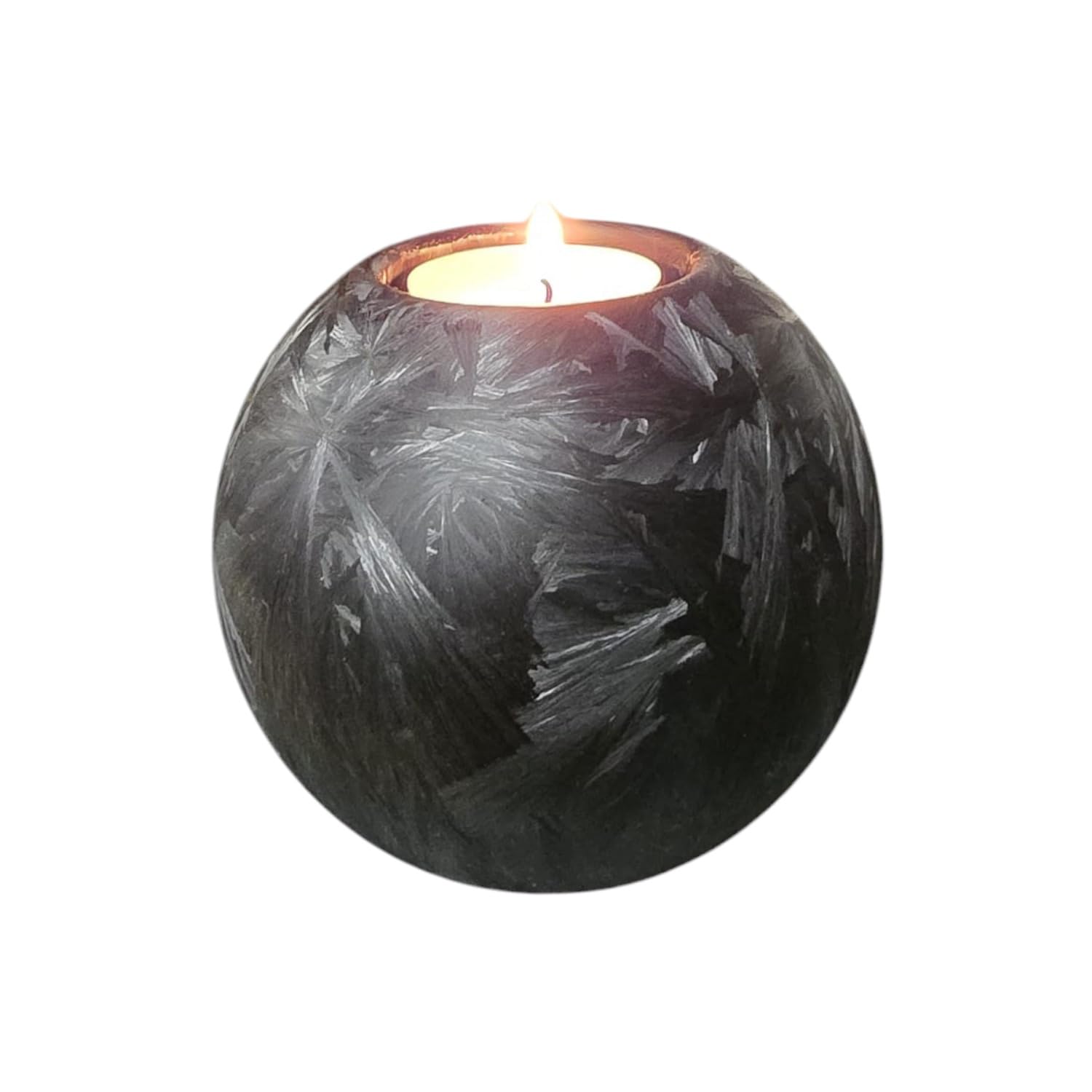 Terroso Urn with Candle Holder | Elegant Glass Urn for Loved Ones Urn Dog and Cat | 500ml Memorial - Black Frost โ image 1