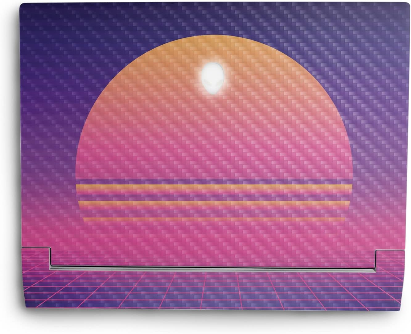 MightySkins Carbon Fiber Skin Compatible With Alienware X14 (2022) Full Wrap Kit - Synthwave Sunset | Protective, Durable Textured Carbon Fiber Finish | Easy To Apply & Change Styles | Made in the USA