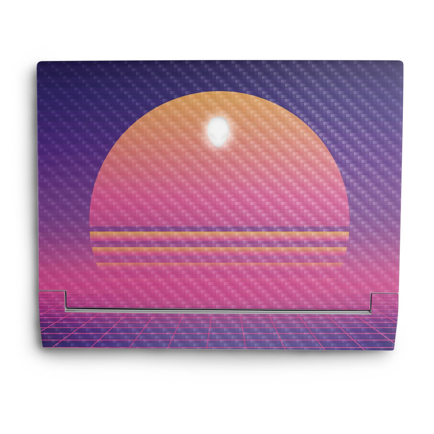 MightySkins Carbon Fiber Skin Compatible With Alienware X14 (2022) Full Wrap Kit - Synthwave Sunset | Protective, Durable Textured Carbon Fiber Finish | Easy To Apply & Change Styles | Made in the USA