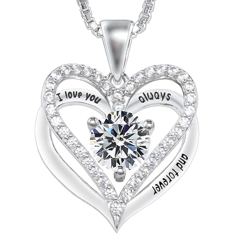 Entwined Souls Necklace - Sterling Silver Double Heart Pendant | Engraved 'I Love Y...