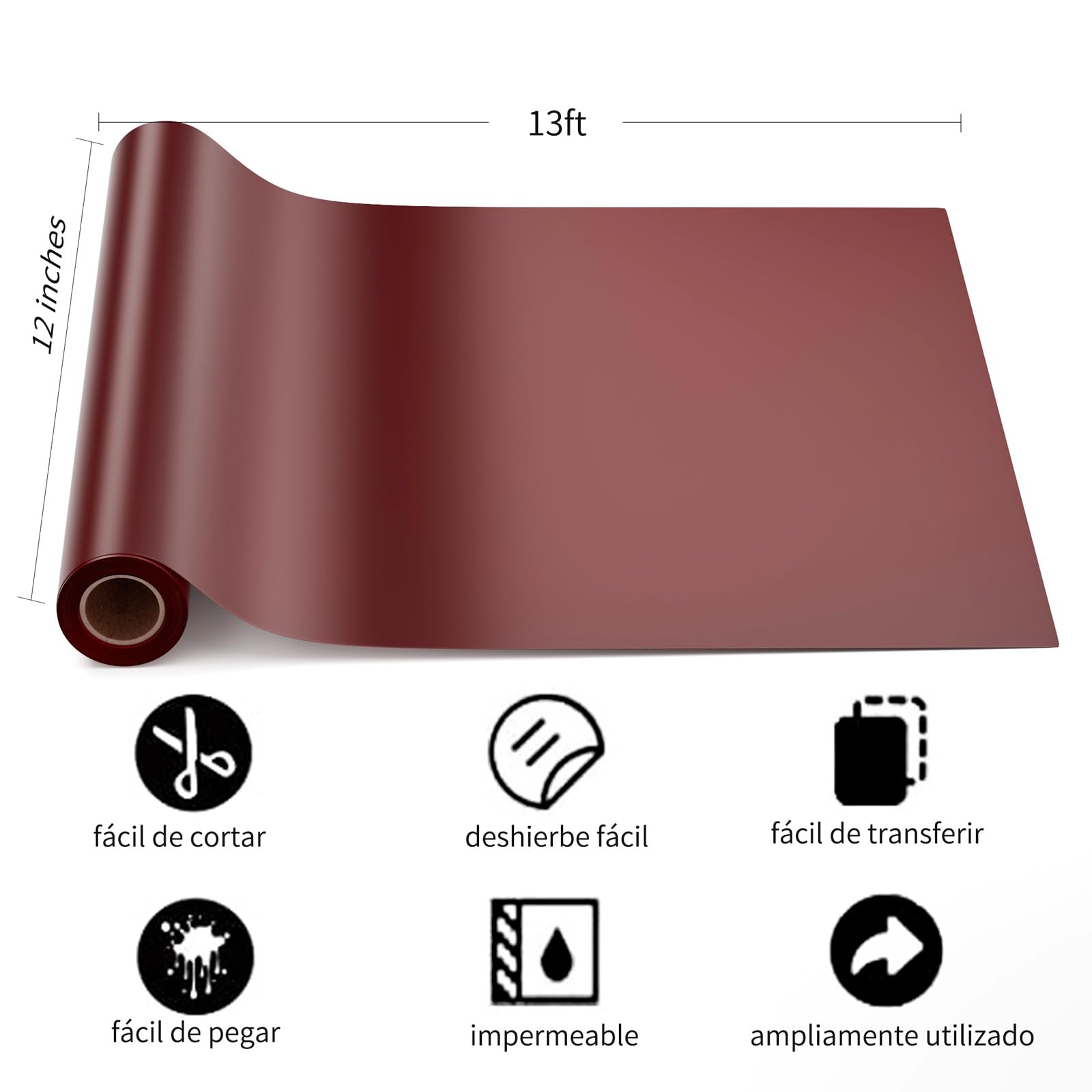 HKC Vinilo Autoadhesivo Adhesivo Mate Rojo 30cm x 400cm para Cricut y Silhouette Cameo, Vinilo Permanente para Taza, Ventana, Cerámica y Plástico