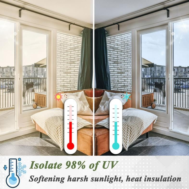 HONLONE Window Film Privacy Film For Glass Windows 90X400cm Mirror Privacy One Way Clear Window Vinyl Heat Reflective Solar Window Film - Image 3