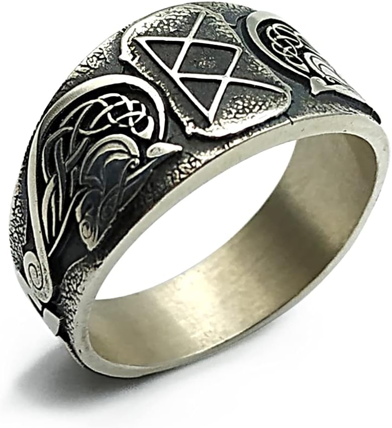 Goddess Freya silver ring Viking rune cat jewelry Norse pagan valkyrie jewelry for women