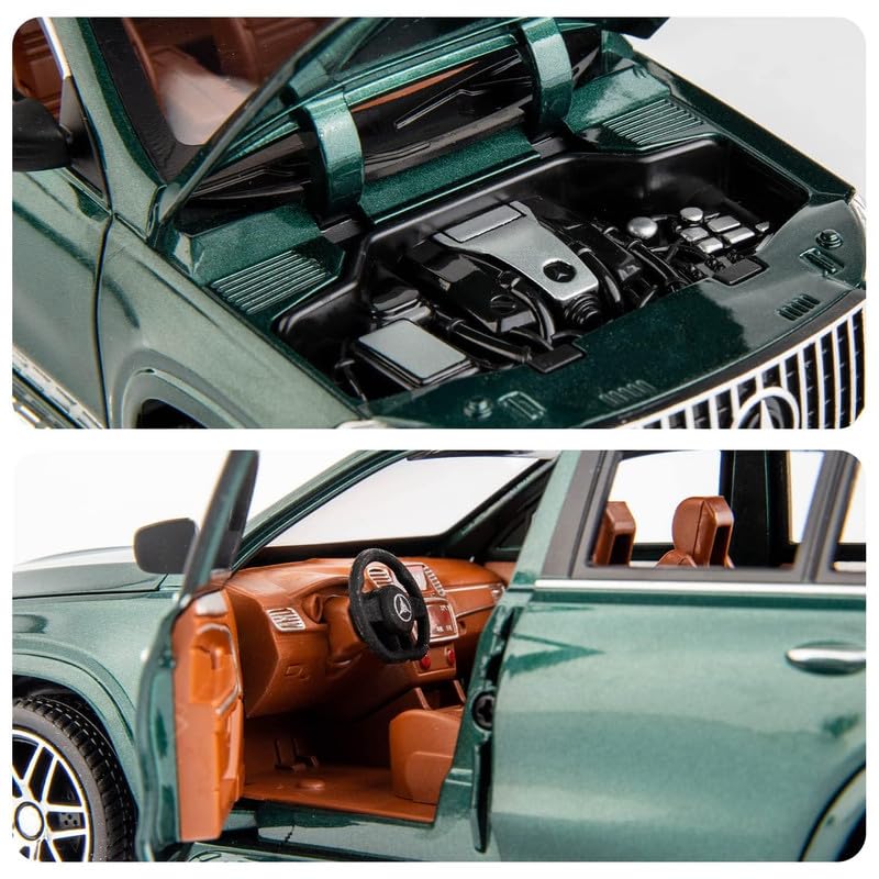 Image of Model 1:24 Mercedes Benz GLS63 AMG Model Alloy Metal Pull Back Die-cast Car Openable Doors with Sound and Light Vehicle Car Toy for Kids - Multicolor