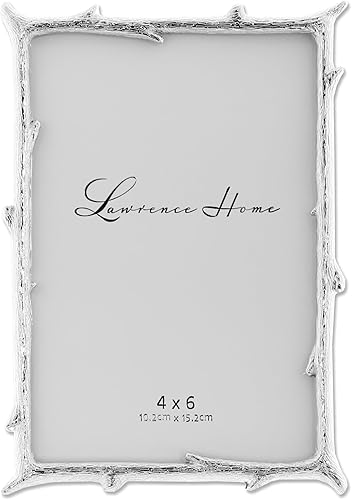 Vista 13 de Lawrence Frames 712657 Marco de fotos de metal plateado con diseño de ramas naturales de 5 x 7 pulgadas Plata